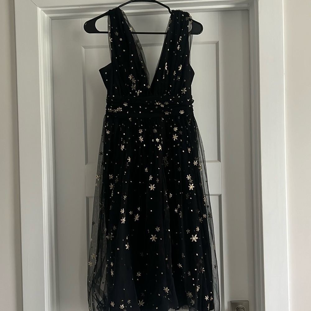 Baltic Born Chiara Shimmer Midi Dress | Black + Gold